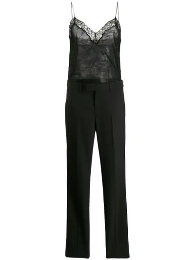 Shop Philosophy Di Lorenzo Serafini Lace Trim Tailored Jumpsuit In Black
