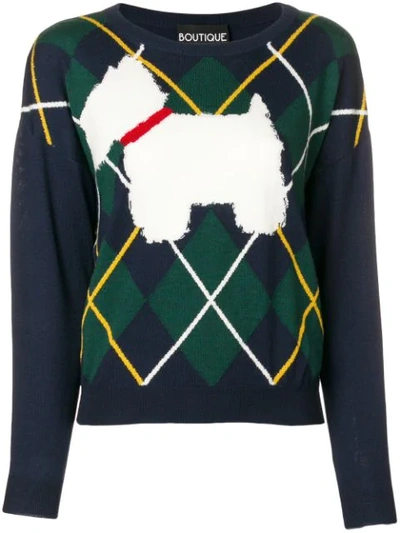 Shop Boutique Moschino Dog Knit Sweater - Blue