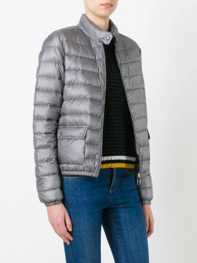 Shop Moncler High Neck Puffer Jacket In Grey
