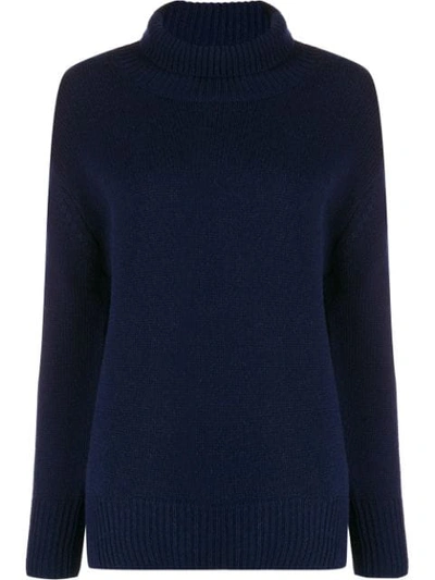 Shop Allude Roll Neck Jumper In Blue