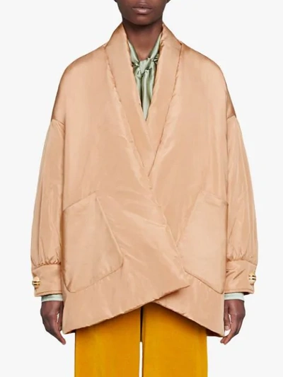 Shop Gucci Oversized Puffer Jacket In Neutrals