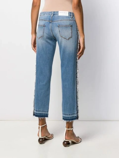 Shop Ermanno Scervino Lace Trim Cropped Jeans In Blue