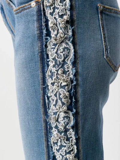 Shop Ermanno Scervino Lace Trim Cropped Jeans In Blue