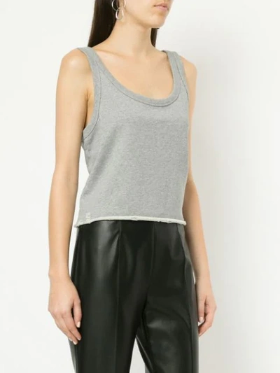 Shop Alexander Wang Cropped Fitted Tank Top In Grey