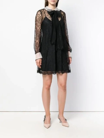 Shop Miu Miu Lace Patterned Short Dress In F0002 Nero