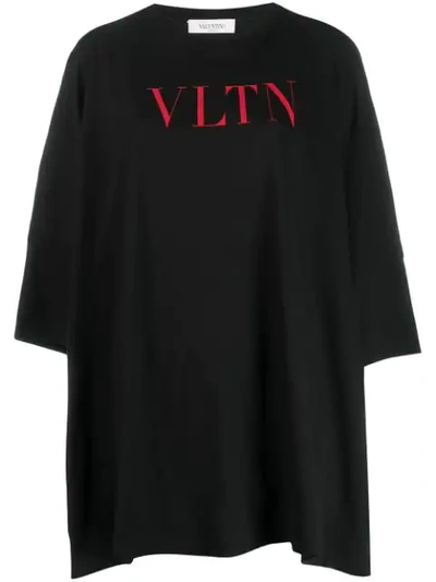 Shop Valentino Printed Logo Oversized T-shirt In Black