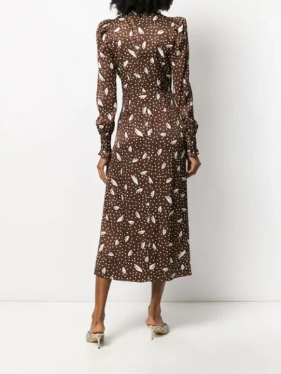 Shop Alessandra Rich Jacquard Print Midi Dress In Brown ,white