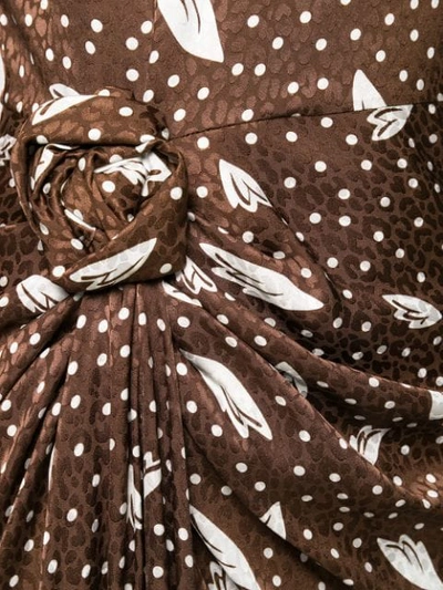 Shop Alessandra Rich Jacquard Print Midi Dress In Brown ,white