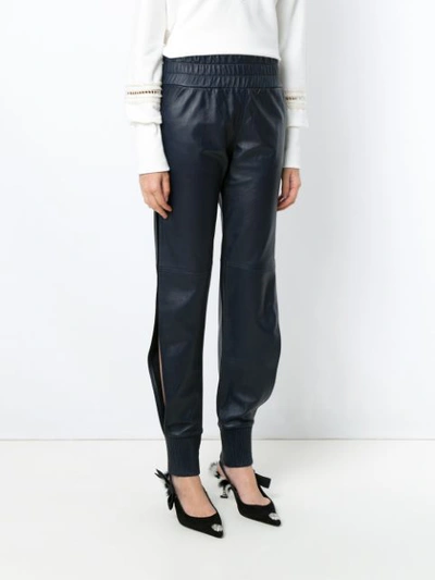 Shop Andrea Bogosian Leather Jogging Trousers In Blue