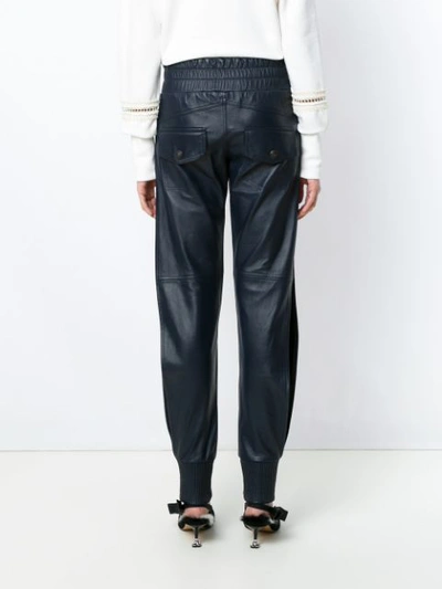 Shop Andrea Bogosian Leather Jogging Trousers In Blue