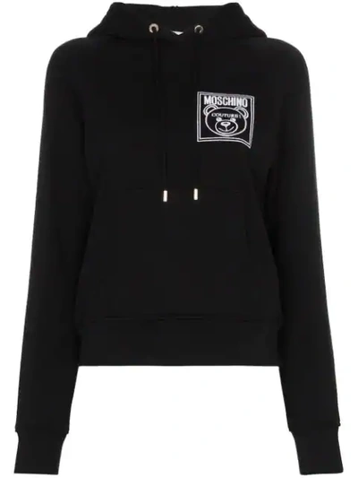 MOSCHINO TEDDY BEAR EMBROIDERED HOODIE - 黑色