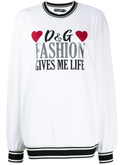 Shop Dolce & Gabbana Logo Sweater In White