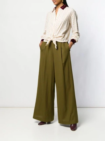 Shop Forte Forte Wide Leg Trousers In Green