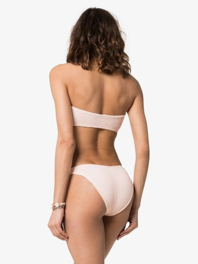 Shop Hunza G Gloria Crinkle Bandeau Bikini In Neutrals