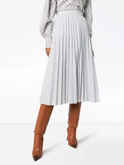 ANOUKI PLEATED DUAL-PATTERN CHECK MIDI SKIRT - 蓝色