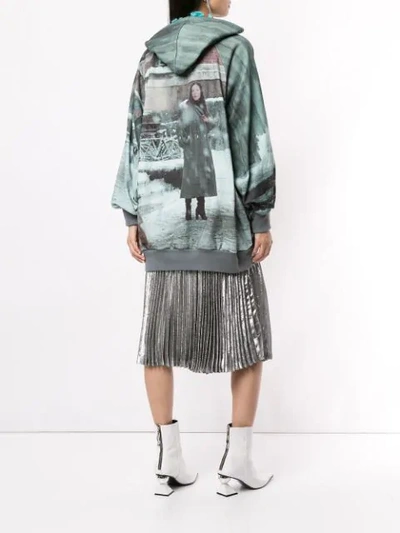 Shop Undercover Oversized Printed Hoodie In Green