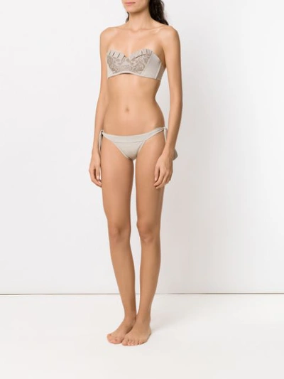 Shop Amir Slama Ruffled Bandeau Bikini Set - Grey