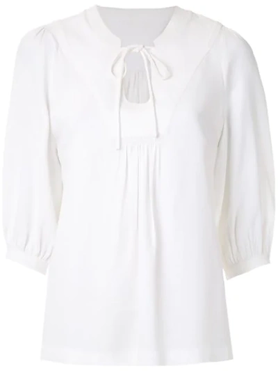 Shop Reinaldo Lourenço Tied Neck Blouse In White