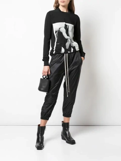 RICK OWENS DROP-CROTCH CROPPED TROUSERS - 黑色