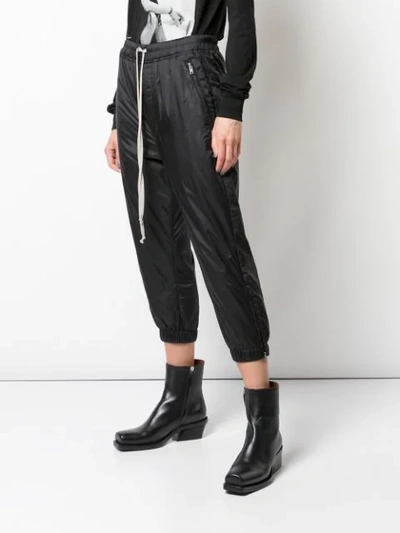 RICK OWENS DROP-CROTCH CROPPED TROUSERS - 黑色