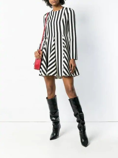 Shop Valentino Striped Printed Flared Dress In White