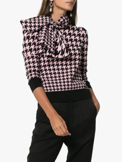 Shop Alexander Mcqueen Houndstooth Intarsia Knitted Top In Black