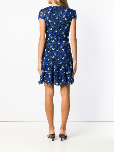 Shop Alice And Olivia Alice+olivia Embroidered Floral Mini Dress - Blue