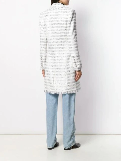 Shop Balmain Tweed Double-breasted Coat In White