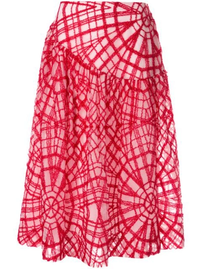 Shop Simone Rocha Geometric Stitched Skirt In Red