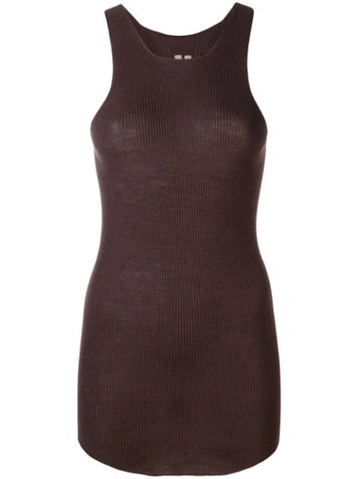 Shop Rick Owens Long Racerback Tank Top In Brown