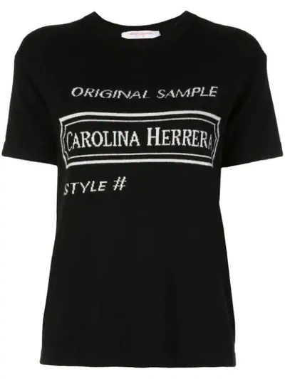 Shop Carolina Herrera Intarsia Logo T-shirt In Black