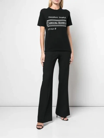 Shop Carolina Herrera Intarsia Logo T-shirt In Black