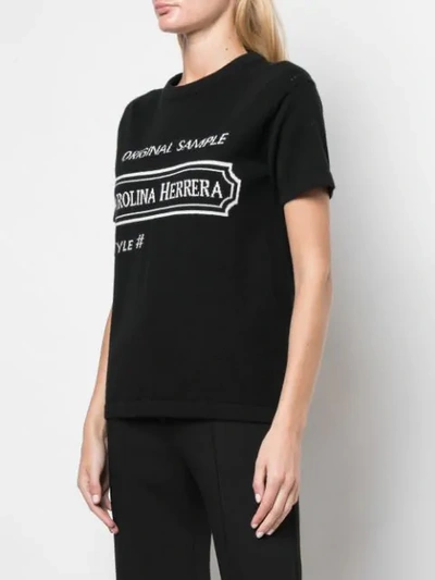 Shop Carolina Herrera Intarsia Logo T-shirt In Black