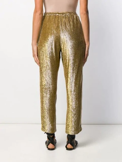 Shop Mes Demoiselles Metallic Cropped Trousers In Gold