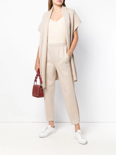 Shop Agnona Contrast Werst Pull-on Trousers - Neutrals