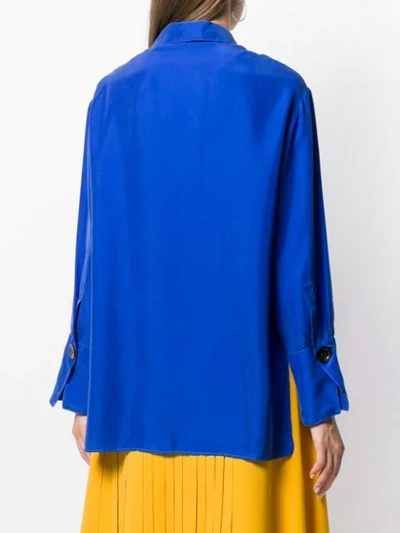 Shop Alysi Asymmetric Hem Blouse In Blue