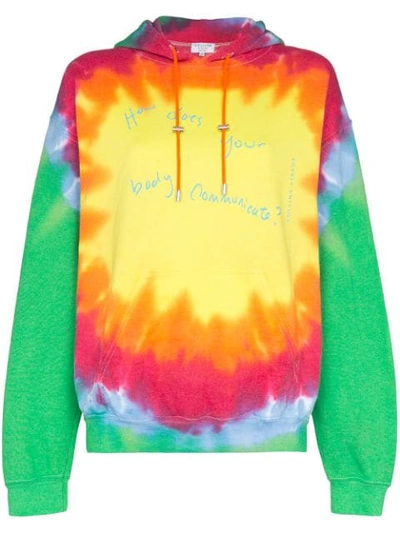 Shop Collina Strada Tie-dye Printed Hoodie In Yellow ,pink