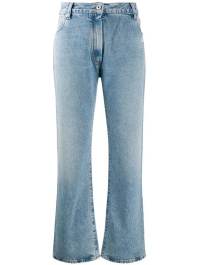 Shop Off-white Cropped Bootcut Jeans In Blue