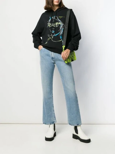 Shop Off-white Cropped Bootcut Jeans In Blue