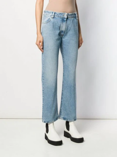 Shop Off-white Cropped Bootcut Jeans In Blue