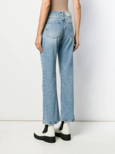 Shop Off-white Cropped Bootcut Jeans In Blue