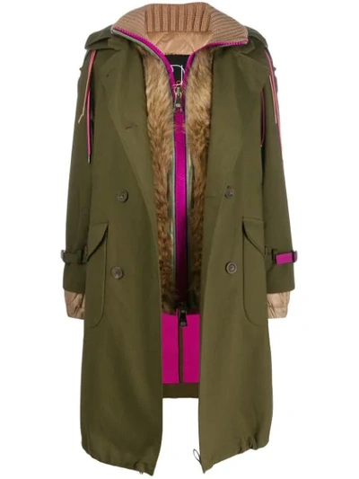 Shop Bazar Deluxe Layered Trench Coat In Green