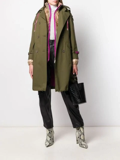 Shop Bazar Deluxe Layered Trench Coat In Green