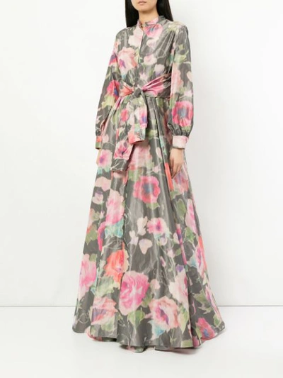 Shop Alexis Mabille Long Floral Gown - Multicolour