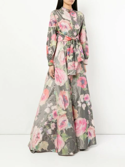 Shop Alexis Mabille Long Floral Gown - Multicolour