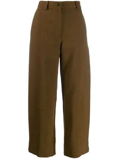 Shop See By Chloé Cropped Straight-leg Trousers In Brown