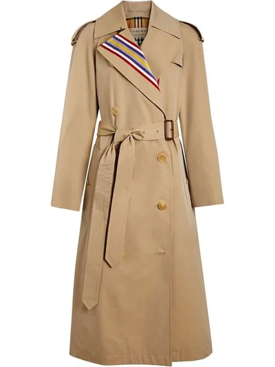 Shop Burberry Collegiate Stripe Cotton Gabardine Trench Coat - Neutrals