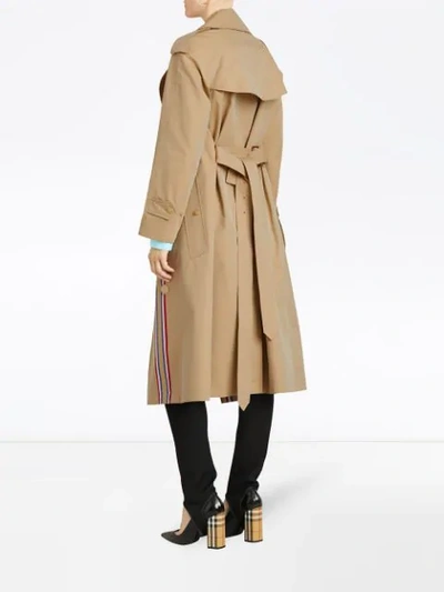 Shop Burberry Collegiate Stripe Cotton Gabardine Trench Coat - Neutrals