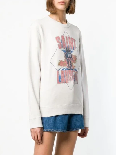 Shop Saint Laurent Graphic Print Sweater In White