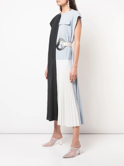 Shop Tibi Edith Pleated Dress In Blue